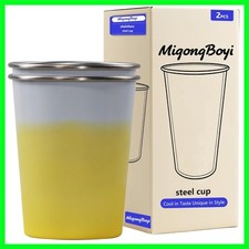 Elegant 2-Pack Stainless Steel Cups - Space-Saving with Temperature Color Change picture