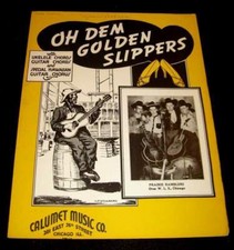 OH DEM GOLDEN SLIPPERS 1935 ART & MUSIC SHEET PRAIRIE RAMBLERS WLS PADDLEWHEELER picture