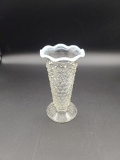 Anchor Hocking Hobnail - White Opalescent Moonstone - Ruffled Small Trumpet Vase picture