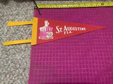 Vintage ST. AUGUSTINES SOUVENIR Pennant BANNER Flag PONCE DE LEON - Fast Shipper picture