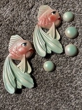 Vintage Anthropomorphic Fish  Chalkware Plaque Decor 1964 Miller Studio picture