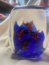 Vintage Murano Style Art Glass Aquarium Paperweight Angelfish Double Sided picture