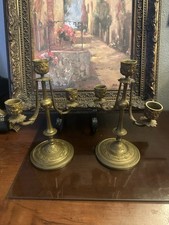 ANTIQUE FRENCH BRASS  CHURCH CANDELABRAS picture