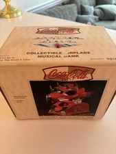 1999 Coca-Cola Enesco Airstream Dream Airplane Musical Coin Bank COMPLETE In Box picture