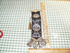 Vintage 1891 ST. JOHN'S HOLY NAME SOCIETY Member Badge Ribbon - Hanover, Kansas picture