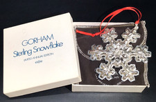 1976 GORHAM STERLING SILVER SNOWFLAKE ORNAMENT 7th EDITION BOX POUCH 23g picture