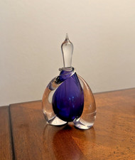 Buzz Blodgett Signed 1999 Purple Paperweight Teardrop Art Glass Perfume Bottle picture