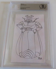 Jeff Pidgeon Zurg 3x5 sketch signed autographed BAS Becket Disney PIXAR Animator picture