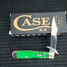 Case XX 2026 Cheetah Cub 11446 Bright Green Bone Gator Jig Knife picture