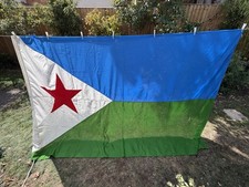 Vintage Djibouti Flag 1994 Military Issue NATO Royal Navy Brass 9ft x 5.5ft picture
