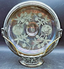 Antique Pairpoint Silver plate Brides Basket Bird Finial Swivel Top picture