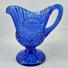 Vintage Fostoria Cobalt Blue Glass George Washington Mt Vernon Creamer Pitcher picture