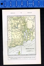 SOUTH CAROLINA & RHODE ISLAND-Smaller Vintage 1947 Double Color State Map picture