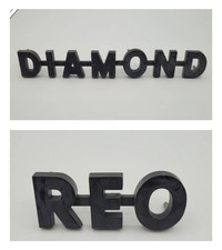 Vintage DIAMOND REO Emblem/Badge/Nameplate Big Rig Semi Truck White Motor Co picture