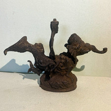 Vintage Cast Metal Mythological Figurine Sculpture – Heavy Patina / Asian Style picture