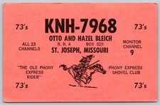 Vintage KNH-7968 CB Radio QSL Card St. Joseph Missouri Pony Express Rider B48 picture
