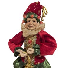 vtg large katherines collection collectible Christmas jester elf Pixi poseable picture