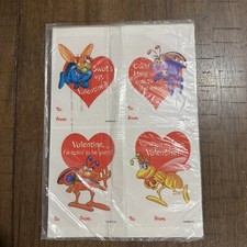 Vintage Current Valentine Cards Vinyl Clings Hearts Insects 3 Sheets, 11 Total picture