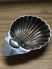 Antique Silver plate Clam Shell Candy Dish Trinket Server Footed Tripod 4.5
