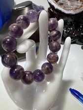 15mm Natural Rare Purple Amethyst Crystal Round Beads Bracelet (14pcs Beads) picture