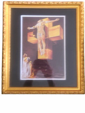 Gold Framed and Matted in Black Print of Salvador Dali’s Hypercubus picture