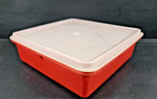 VTG Tupperware 514 Snack N Store Square 9x9 Storage Container Paprika & Lid picture