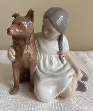 RARE Bing & Grondahl Girl with Braids and a Dog #1973 picture