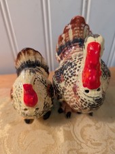 Vintage Porcelain Hand Painted Thanksgiving Turkey Salt & Pepper Shakers JAPAN picture