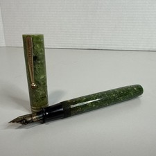 1928 Sheaffer Flat Top 14k Nib Fountain Pen Jade Green Marbled READ DESCRIPTION picture