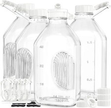 4 Pack 2 Quart Glass Milk Bottles 1/2 Gallon Glass Water and Juice Bottles picture
