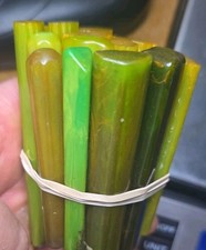 Blue-Green Bakelite Handles • 254g • Translucent Marbling, Swirls • 17 Pieces picture