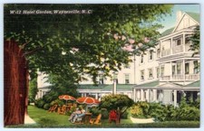 1954 WAYNESVILLE NC HOTEL GORDON NEW MORDERN MOTEL IN REAR LINEN POSTCARD picture