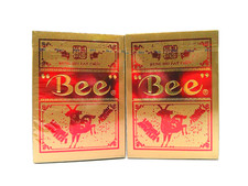 TWO NEW SEALED BEE KUNG HEI FAT CHOY PLAYING CARDS RED GOLD FOIL NO. 92 (2014) picture