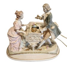 Vintage Lenwile Ardalt Japan Porcelain Couple Piano Lamp W/Non-Working Radio picture