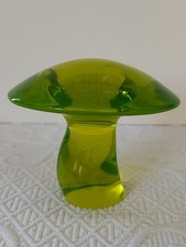 Vintage MCM ~ Viking Glass ~ Green Uranium Glass Mushroom ~ 2.75