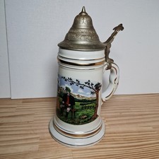 Vintage DBGM German Beer Stein Lithophane Base Pinup Nude Alpine Scene 9.25