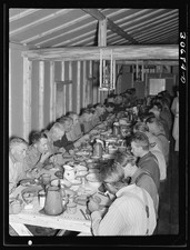Photo:Effie Minnesota 1937 Lumberjacks Eating Dinner Logging Camp picture