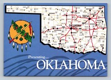 Oklahoma Map postcard highways picture