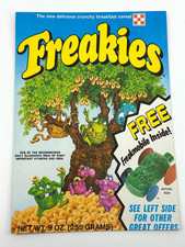 Original 1970s RALSTON FREAKIES Cereal Box Front Panel FreakMobile Offer picture