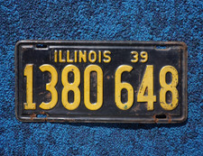 1939 ILLINOIS License Plate picture