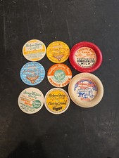 Vintage Milk Caps Lot of 8 New Waxed Paper Bottle Lid Hietpas & Creamland Dairy  picture