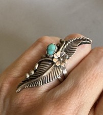Vintage Navajo Sterling Silver Turquoise Ring Size 6 picture