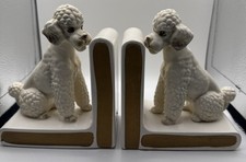 Lefton White Poodle Pair Of Bookends MCM Japan #H4837 Weighted Ceramic picture
