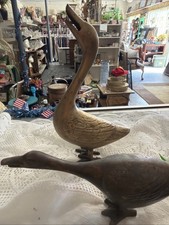 VTG Brass Standing Goose Mid-century Solid Brass Goose 8.5” Ages Patina picture