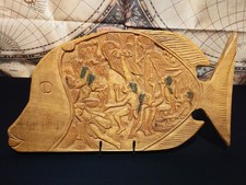 1960's Vintage Palauan Storyboard carved into the silhouette of a fish. picture