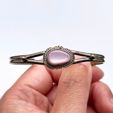 Vintage Southwestern MOP Sterling Silver Bracelet Cuff Small 6-1/2