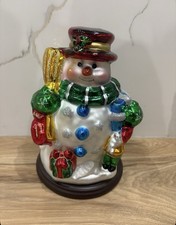Rare Vintage Snowman Hand Painted Mercury Glass picture