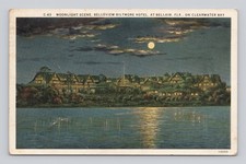 Postcard Moonlight Scene Belleview Biltmore Hotel at Bellair Florida c1936 picture