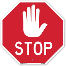Stop 6 inch X 6 inch Octagon Plastic Sign Weather Resistant, UV Protected for Wo picture
