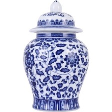 Handmade Blue White Porcelain Ginger Jar Chinoiserie Vase Home Decor picture